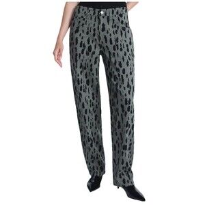 Scoop Green Leopard Barrel Mid Rise Jeans Woman’s 2 Modern Military Maximalist